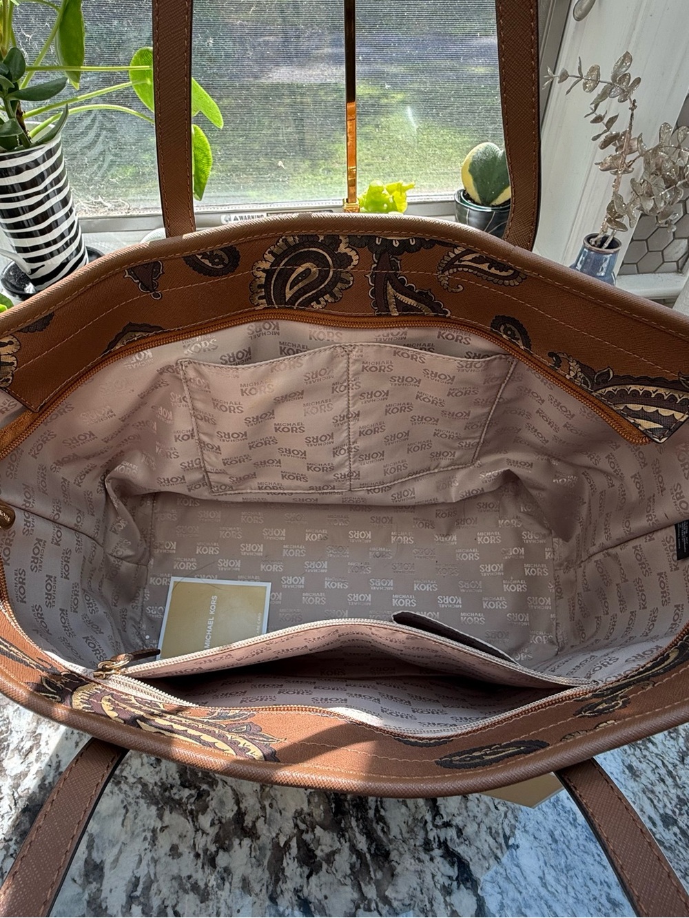 Michael Kors Brown Paisley Tote Bag - Picture 3 of 7